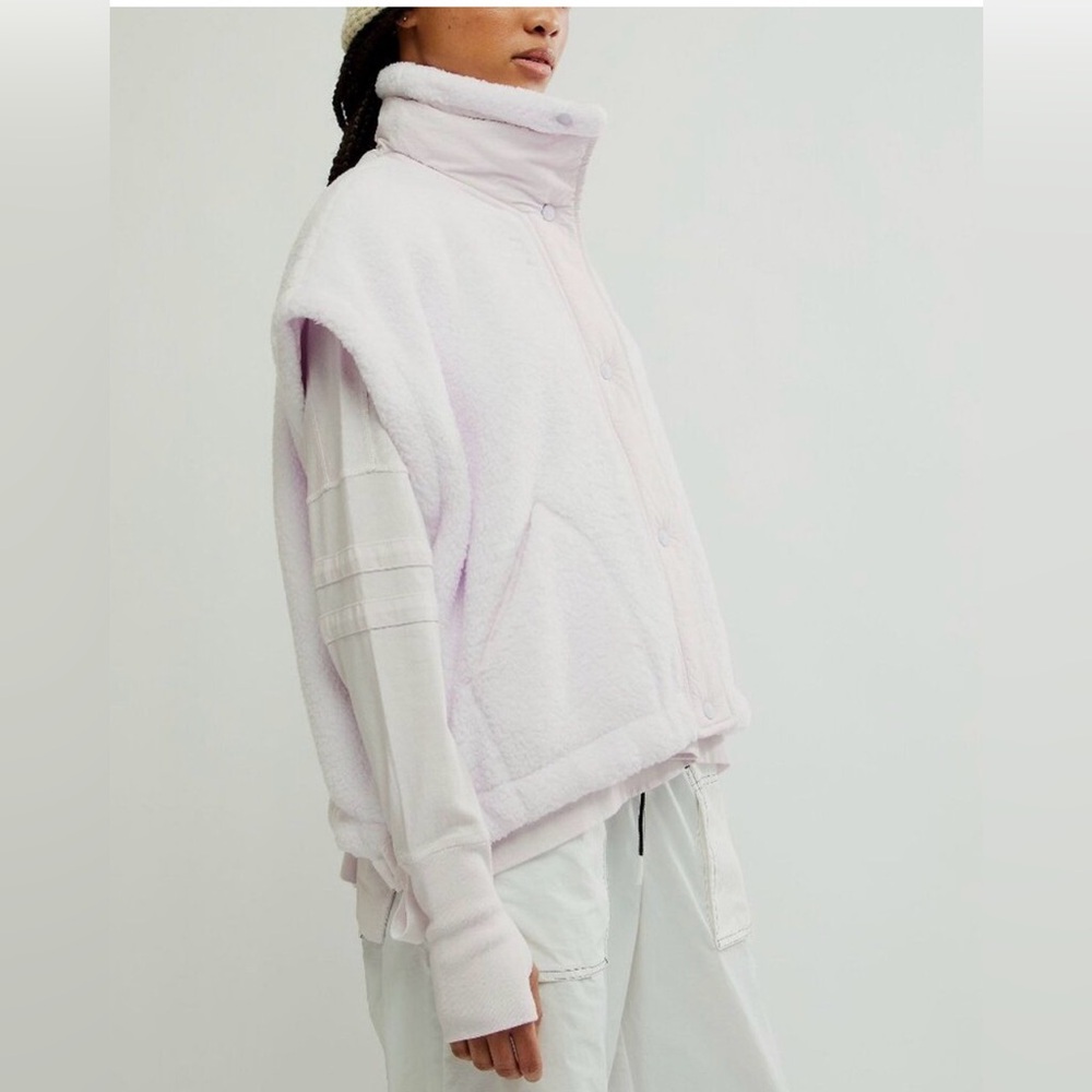 ❗️Sold❗️Free People FP MOVEMENT Scout It Out Fleece Vest Rose Wash Ovrszd S NWT - Picture 3 of 14